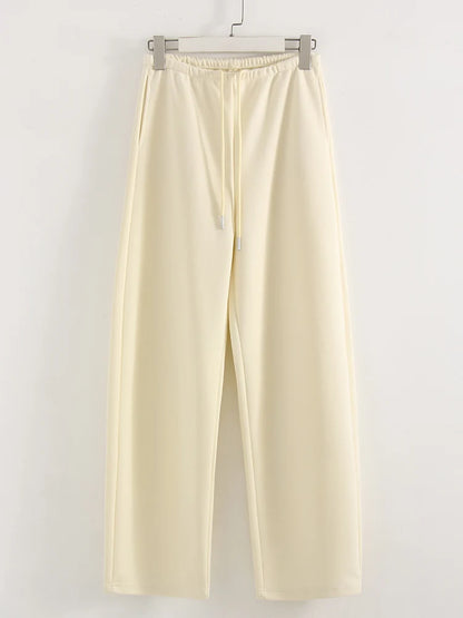 Butter Yellow Sport Sweatpants Women Wide Leg For Summer Basic Women's Pants And Trousers Cotton Baggy Red Pants Woman Joggers