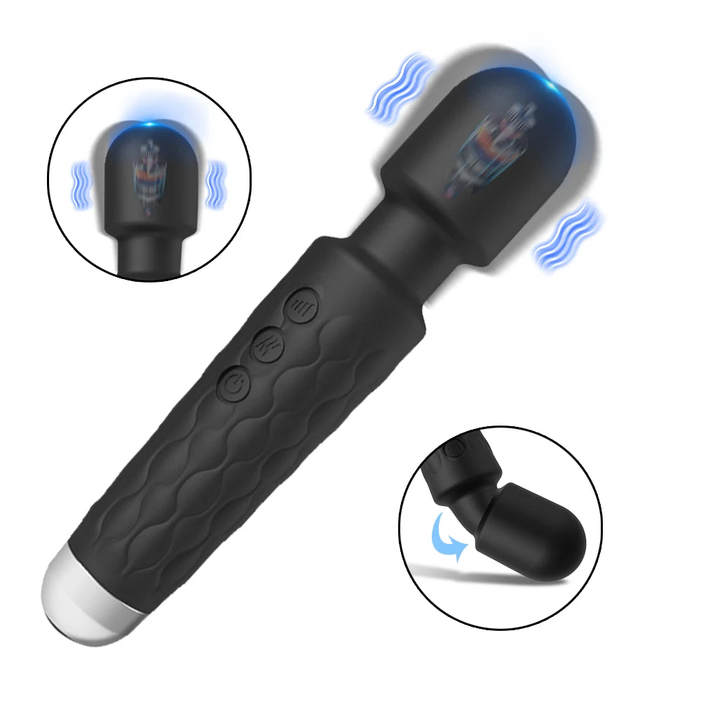 Powerful Vibrator Women's Magic Wand USB Rechargeable Waterproof Massager Clitoral G-Spot Vibrator Sex Toy Suitable for Adults