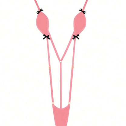 Mini-Bikini Sexy Lingerie,Suspenders Jumpsuit,Added An Adjustable Belt, Featuring Kawaii Bow-Knot,Erotic Swimsuit