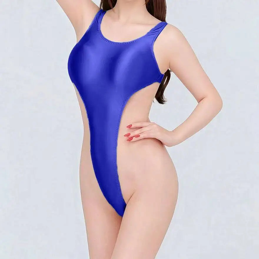 sexy women gloss Shiny smooth High fork tight Yoga underwear bodysuit Bikini one-piece swimsuit