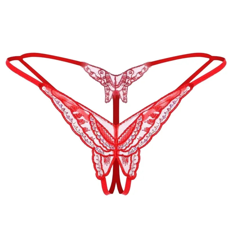 Open Crotch Briefs Thong Transparent T Pants Underwear Ladies Pantys Sexy Lingerie Womens Panties Lace Sequins Embroidery