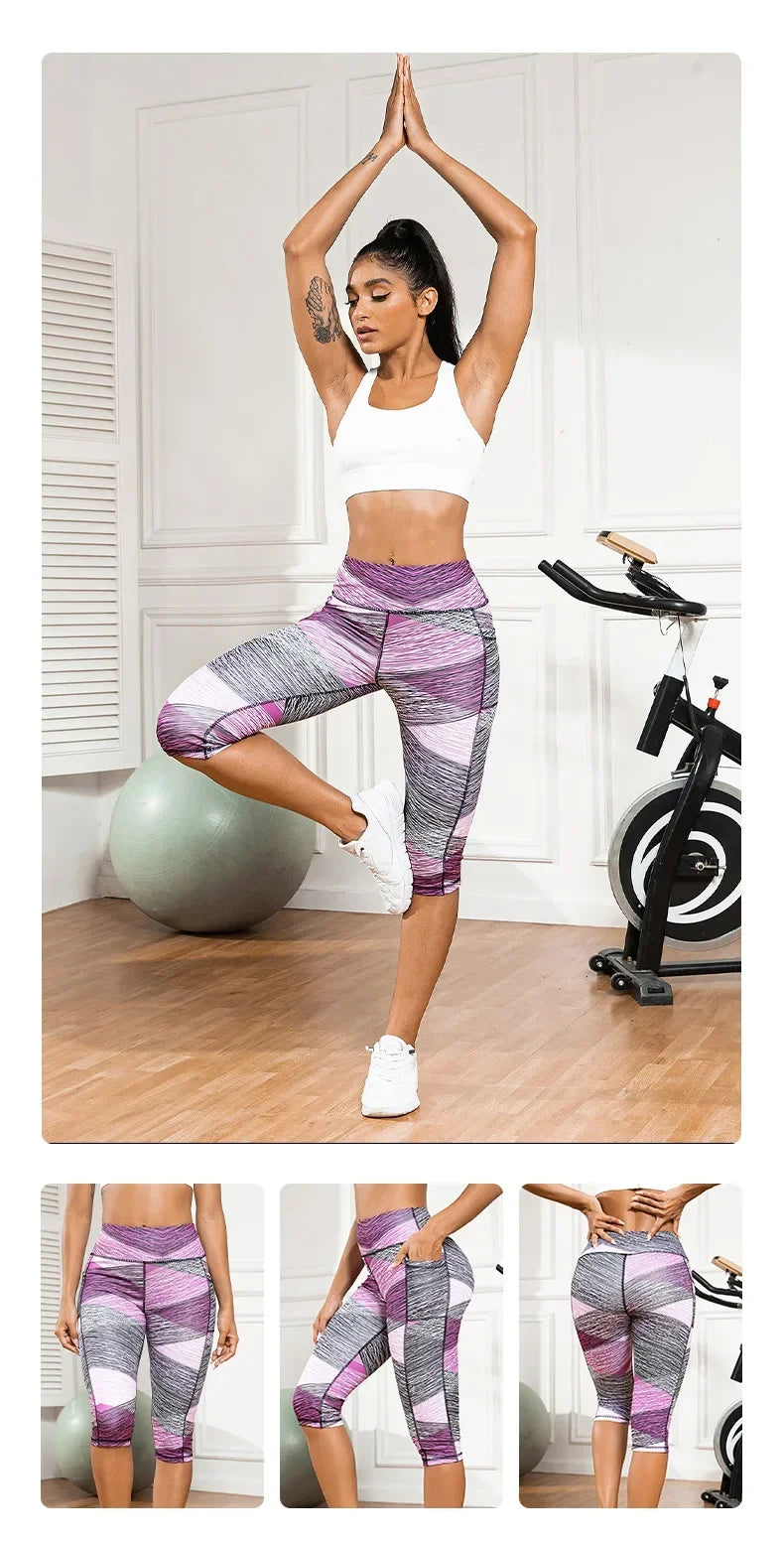 Women's Yoga Pants Printed High Waist Tights Running Fitness Leggings Women Push Up Gym Leggings for Sports Workout Clothing