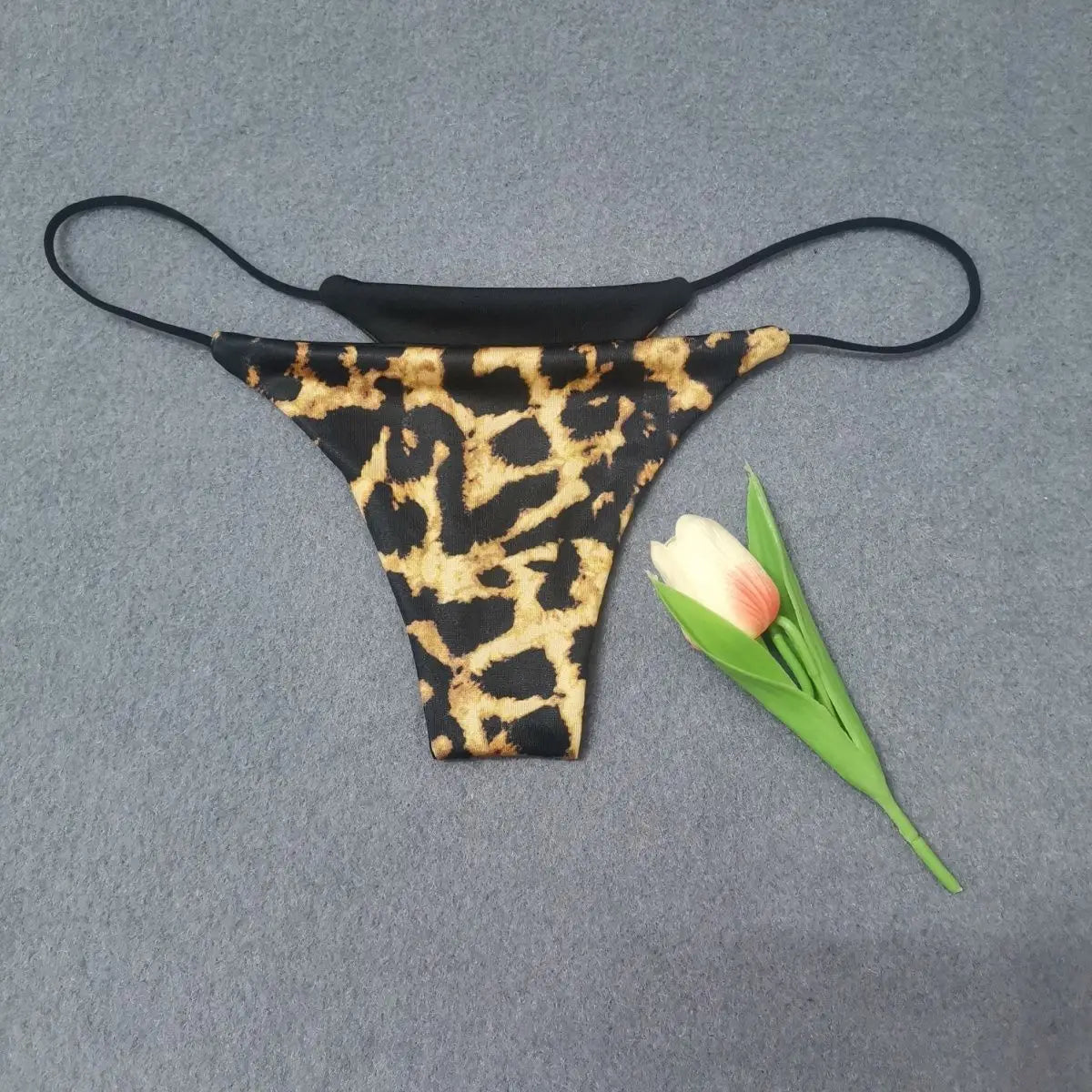 6PCS/Set Strap Thong Double Layer Cotton Panties for Women Plus Size Sexy Seamless Underwear Leopard/Camouflage G String