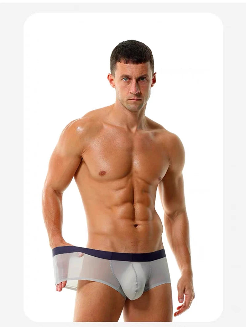 New Ultra-thin Quick Dry Mens Boxer Shorts Ice Silk Man Panties Seamless Sexy Underwear U Bulge Pouch Male Breathable Underpants