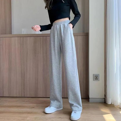Xpqbb Black Gray Sweatpants for Women 2024 Summer New Basic Baggy Sports Pants Female Casual All-match Joggers Straight Pants