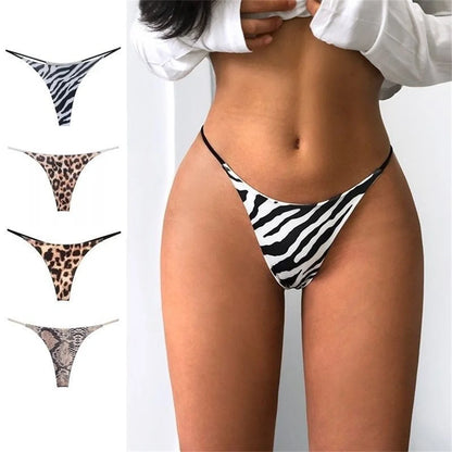6PCS/Set Strap Thong Double Layer Cotton Panties for Women Plus Size Sexy Seamless Underwear Leopard/Camouflage G String
