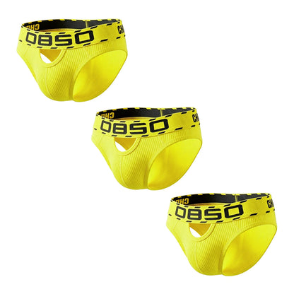 1/3Pcs Breathable Cotton Men Underwear Sexy Bikini Panties Underpants Large Crotch Pouch Mens Briefs with Front and Back Cutouts