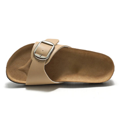New Women Cork Clogs Slippers Cork Footbed Beach Sandals Outdoor Suede Clogs Sandals With Adjustable Buckle
