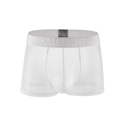 MIBOER Men's Sheer Mesh Boxer Briefs with 3D Contoured Pouch And Embossed Logo Waistband Ultra Thin Breathable Underwear