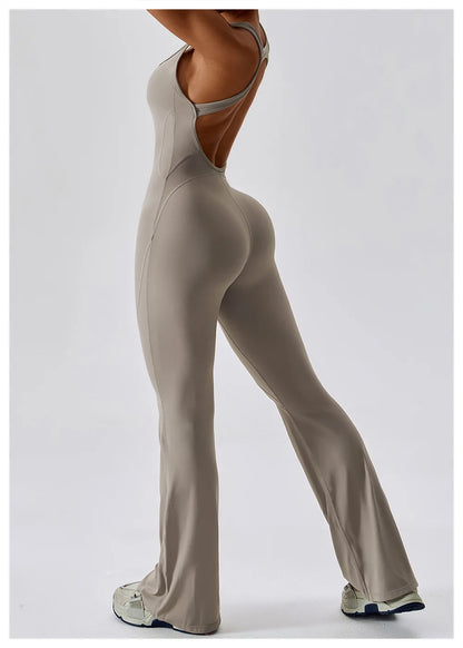 Solid Yoga Jumpsuit One Piece Outfit Fitness Bodysuit Workout Clothes for Women Sportwear Women Buttock lifting Set Activewear