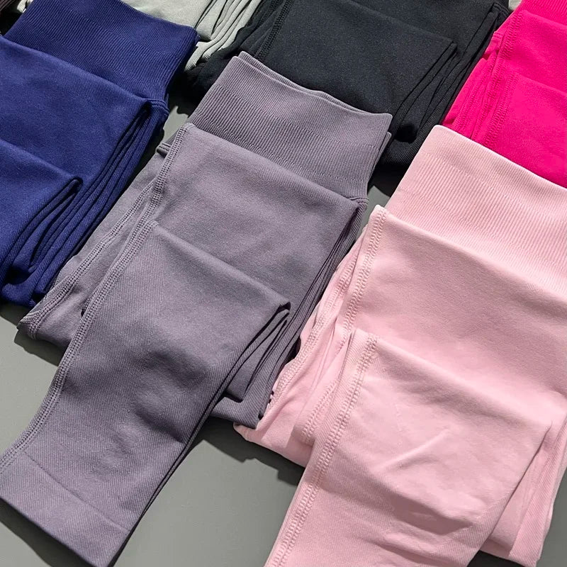 HISTELLO Sports Leggings Women Seamless Yoga Tight Pants DF Dupe Fitness Long Pants Running Gym Tights Workout Sports Clothing