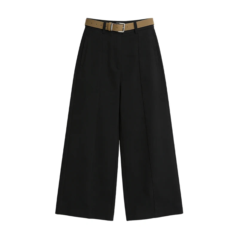 White High Waist Straight Leg Wide Leg Pants Nine Points Drapey Slimming Casual Trousers for Small Women Spring Summer New Style