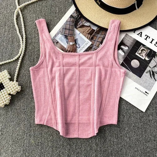 Vintage Denim Tanks Camis for Women Almighty Casual Sleeveless Zipper Spliced Femme Corset Crop Tops Elegant Chic Tank Camisoles