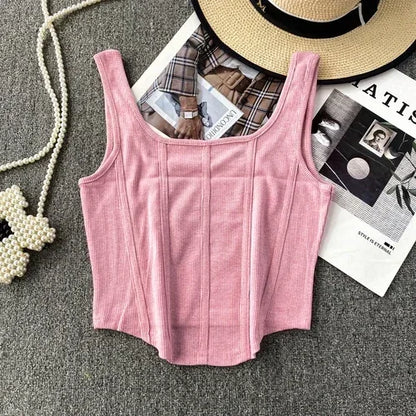 Vintage Denim Tanks Camis for Women Almighty Casual Sleeveless Zipper Spliced Femme Corset Crop Tops Elegant Chic Tank Camisoles