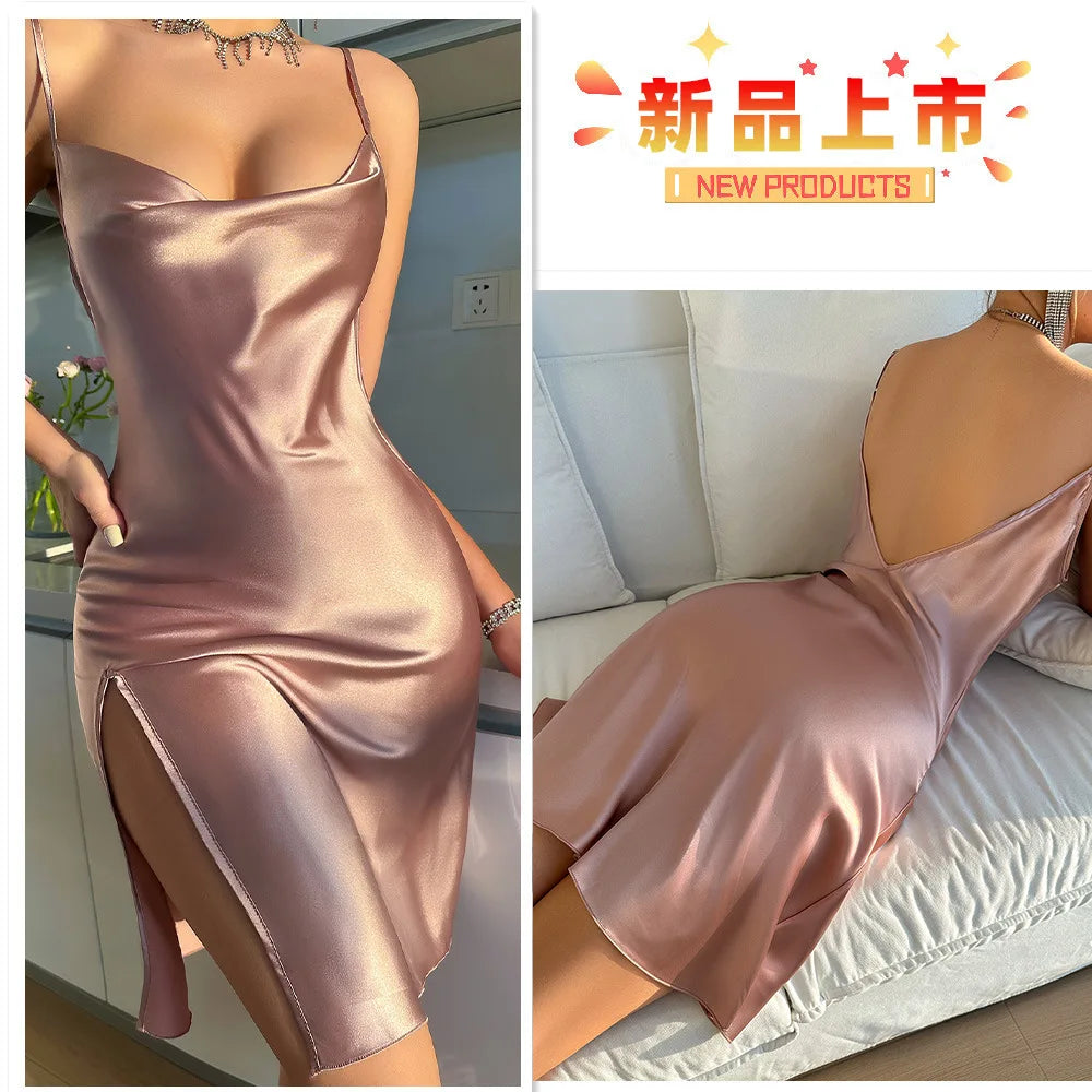 Sexy Nightdress Women's Nightgown V-neck Night Dress Sleeveless Lace Soft and Comfortable Loungewear Sleepwear Base Skirt