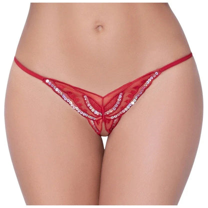 Open Crotch Briefs Thong Transparent T Pants Underwear Ladies Pantys Sexy Lingerie Womens Panties Lace Sequins Embroidery