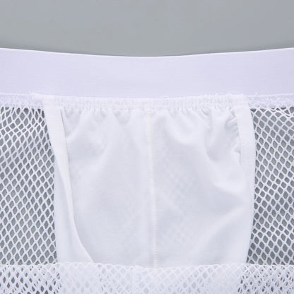 Sexy Man Boxers Transparent Mesh Underwear Men's Inner Pouch Panties Side Split See Through Boxer Shorts Boxershorts Underpants