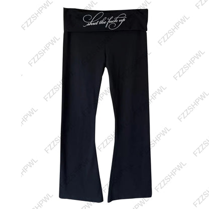 Letter Print Harajuku Hip Hop Oversized High Waist Sport Pants Women Y2K Casual Fashion Versatile Loose Straight Wide Legs