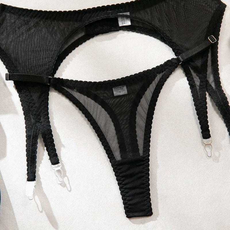 Toucheart Erotic Lingerie with Stockings Mesh Thin Model See-through Patchwork Body Shaping Seductive Women Delicate Underwear