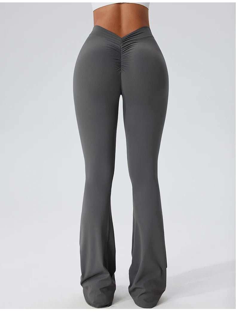 Sexy Sports Leggings Women V Back Scrunch Flares Leggings High Waist Yoga Flares Pants Push Up Gym Leggings Women Yoga Clothes