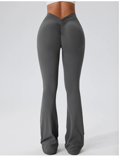 Sexy Sports Leggings Women V Back Scrunch Flares Leggings High Waist Yoga Flares Pants Push Up Gym Leggings Women Yoga Clothes