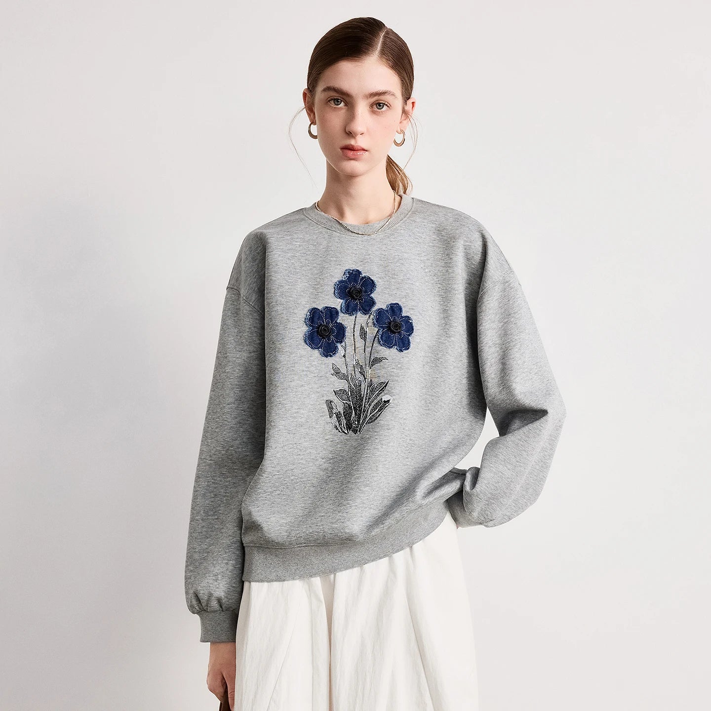 TOYOUTH Women Cotton Sweatshirt 2026 Spring New Knit Striped Turn-Down Collar Loose Unique Stylish Top