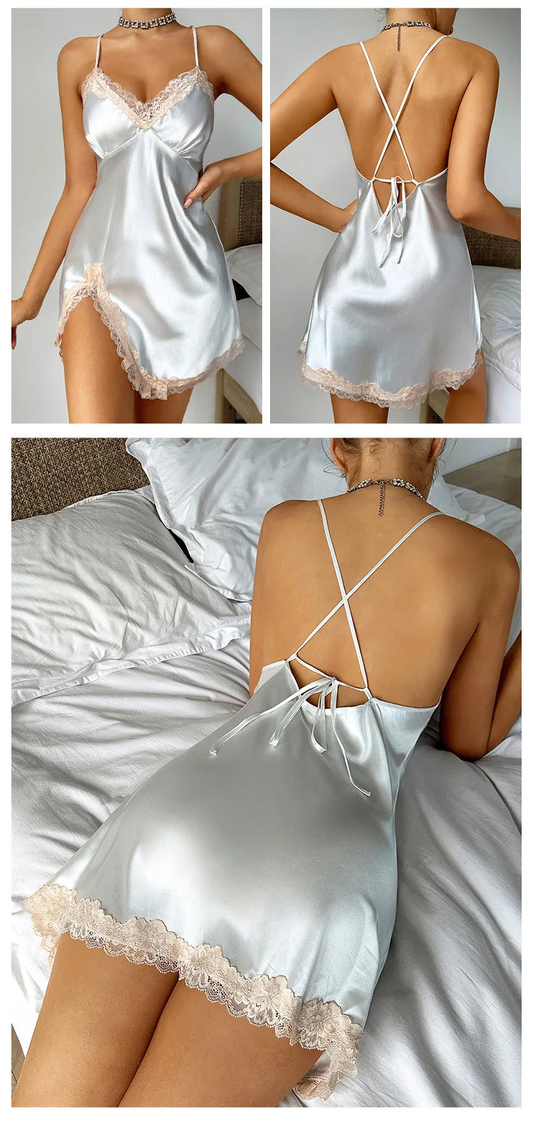 Sexy Nightdress Women's Nightgown V-neck Night Dress Sleeveless Lace Soft and Comfortable Loungewear Sleepwear Base Skirt