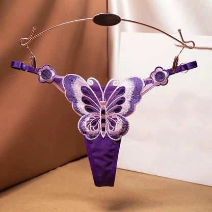 Women's Panties Fashion Sexy Lace Thong Women Butterfly Embroidery Panties Transparent Briefs Panty
