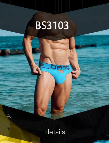 1/3Pcs Breathable Cotton Men Underwear Sexy Bikini Panties Underpants Large Crotch Pouch Mens Briefs with Front and Back Cutouts