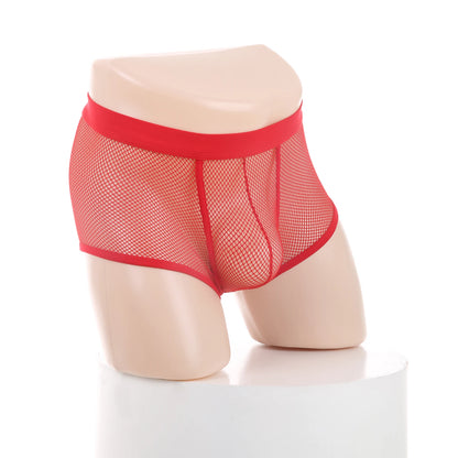 Sexy Mesh Boxer Men Underwear See Through Panties Transparent Low Waist Nightwear Boxer Shorts Boxershorts Underpants