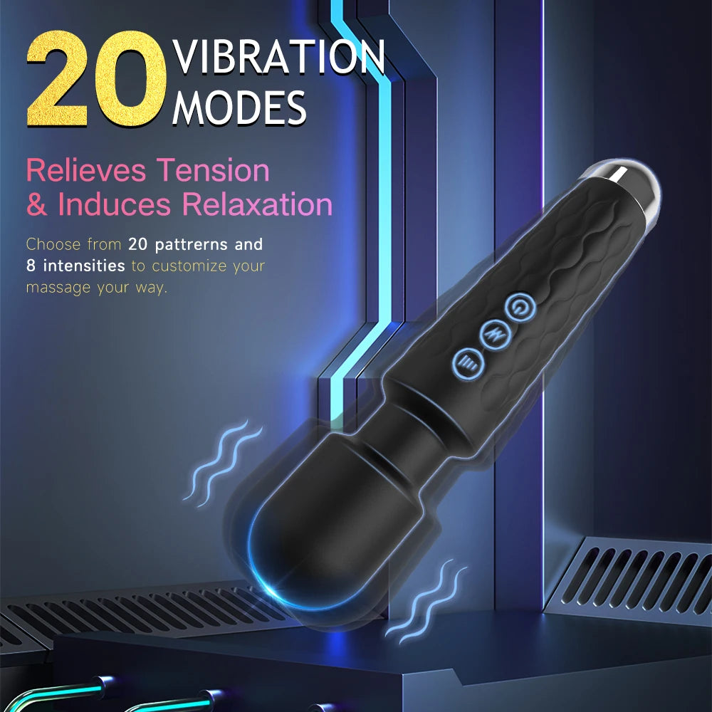 Powerful Vibrator Women's Magic Wand USB Rechargeable Waterproof Massager Clitoral G-Spot Vibrator Sex Toy Suitable for Adults