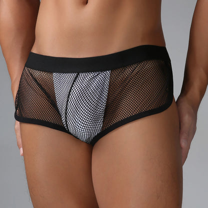 Sexy Man Boxers Transparent Mesh Underwear Men's Inner Pouch Panties Side Split See Through Boxer Shorts Boxershorts Underpants