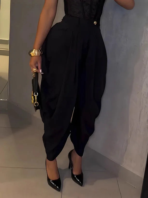 Casual Loose Pants Women Chic High Waist Pleated Wide Leg Trousers Female 2025 Fashion Autumn Lady Pants Bottoms Women Clothes