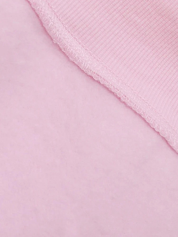 Disney Pink Disneyland Letter Embroidery Cartoon Mickey Minnie Cute Print Sweatshirt Zipper Women Jumper Fleece Pullover Unisex
