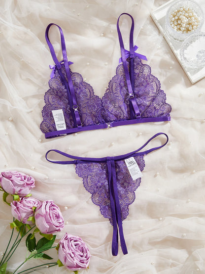 Women Floral Underwear Set, Bra And Thong Sets, Women Clothing, Valentine's Day Gift