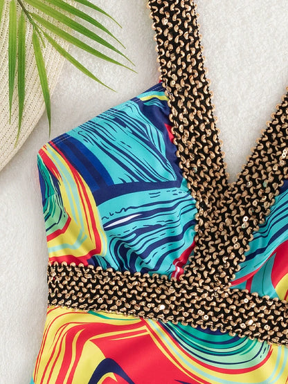 Vigoashely 2026 Sexy Print Strapped Swimwear Women Push UP One Piece Swimsuit Monokini Backless Hollow Summer Bathing Suit