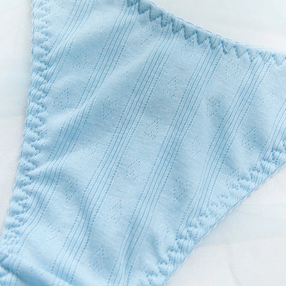 Light Blue Knitted Rayon 2Pcs Women's Lingerie Set Underwire Push-Up Bra Adjustable Thong Soft Breathable Sexy Daily Underwear
