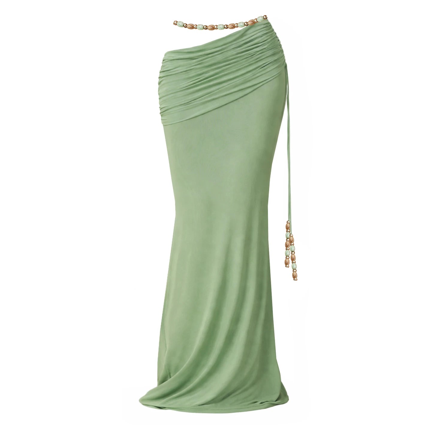 Beads 3Pcs Green Bikini Sexy Women Bandeau Biquini Female Swimsuit Push Up Swimwear Mesh Skirt Bathing Suits Cover Up Beachwear