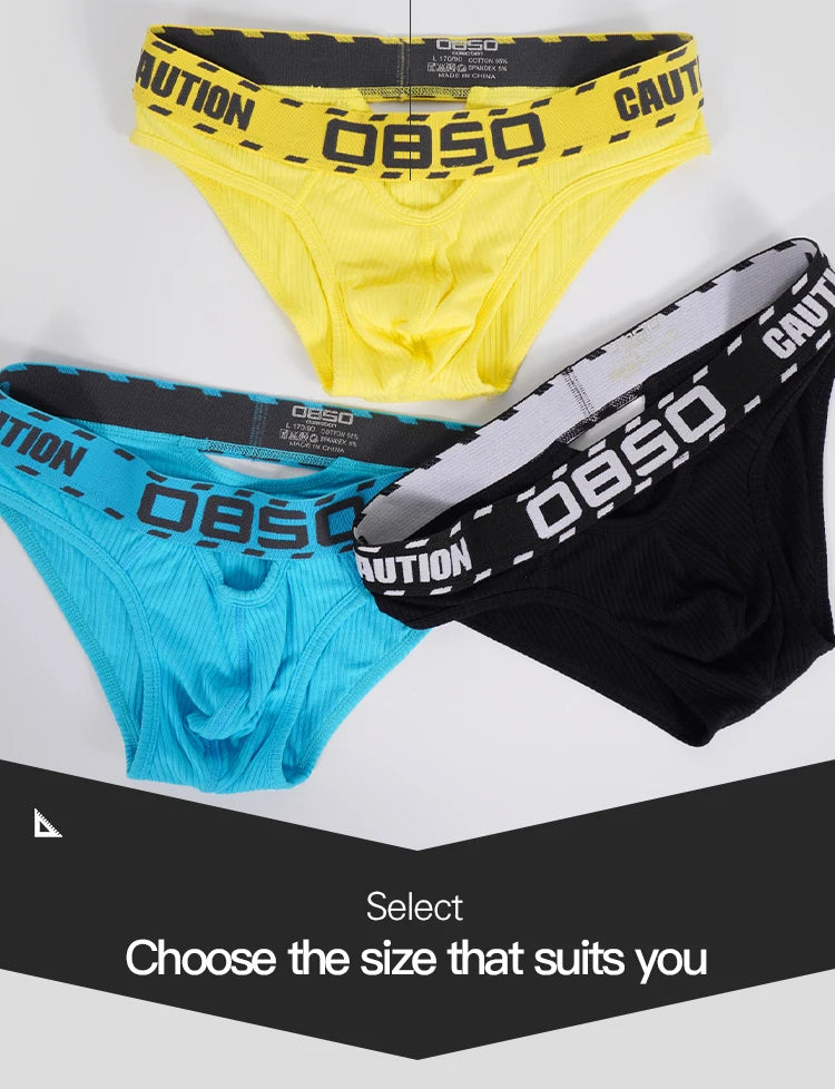 1/3Pcs Breathable Cotton Men Underwear Sexy Bikini Panties Underpants Large Crotch Pouch Mens Briefs with Front and Back Cutouts
