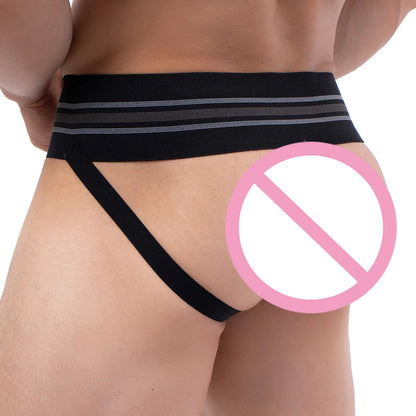 Sexy Underwear Men Thong Man Jock Strap Lingerie G String Jockstrap Penis Pouch Cueca Homem Underpants Wide Waistband Panties