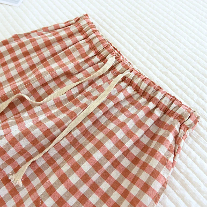 New Women's Casual Home Pants for Couple Plaid Sleepwear Pajama Pants Spring Summer Home Pants for Lovers Men Women Home Bottoms