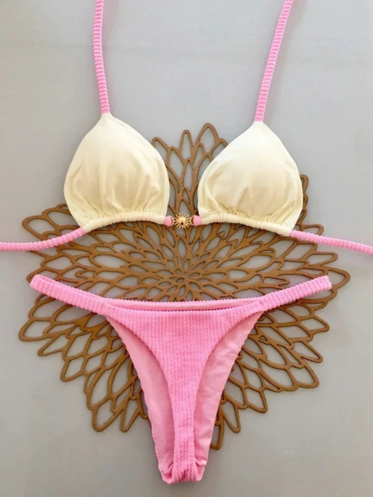 2026 hot Bikinis Push Up Women Swimsuits Sexy Swimwear Brazilian Bikini Set Thong Biquini Solid Swimsuit Summer Beachwear
