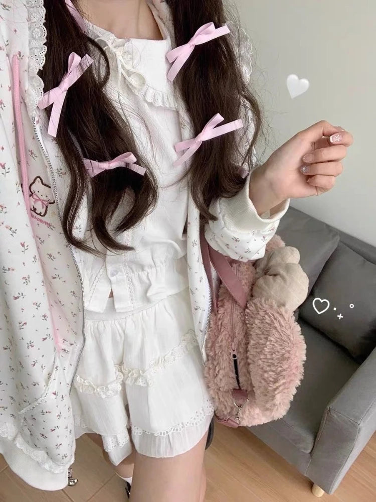 Y2k Kawaii Japanese Cartoon Long Sleeve Zipper Hooded Sweatshirts Subculture Loose Casual Hoodies Women Tops 2000s Vintage Chic