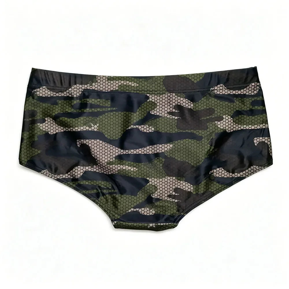 Sexy Swimming Trunks Mens Camouflage Swim Boxer Briefs Swimwear Young Man Swimsuit Beach Surfing Bathing Suit Shorts Zwembroek