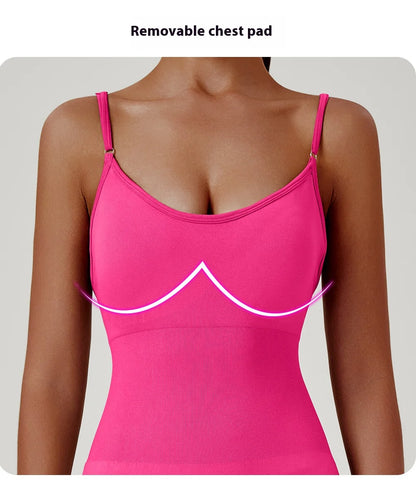 Women's Sexy Slim-Fit Yoga Shorts Jumpsuit Seamless Back Workout Bodysuit Breathable Quick-Dry Gym Running Pilates Fitness Yoga
