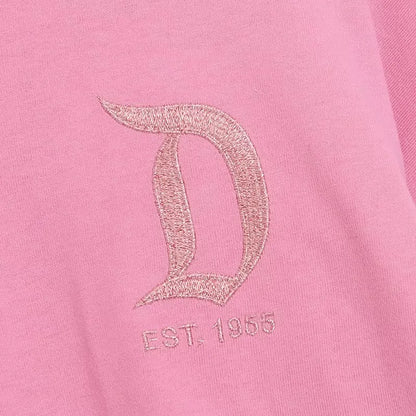 Disney World Letter Mickey Mouse Cartoon Print Embroidery Flares Pearl Pink Sweatshirt Sweet Women Long Sleeve Loose Jumper Tops
