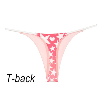 6PCS/Set Strap Thong Double Layer Cotton Panties for Women Plus Size Sexy Seamless Underwear Leopard/Camouflage G String