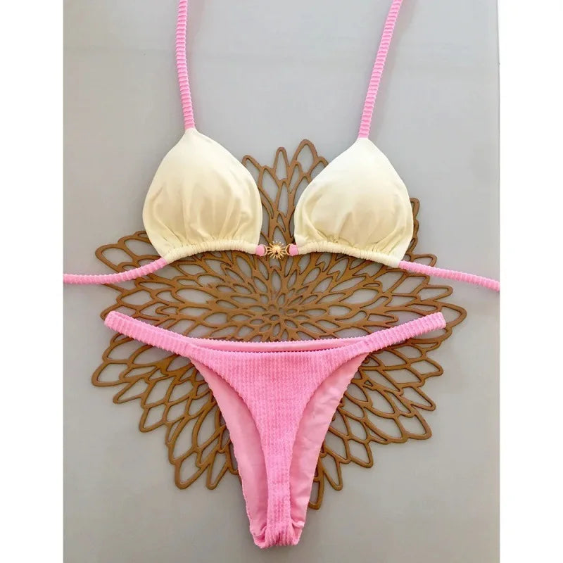 2026 hot Bikinis Push Up Women Swimsuits Sexy Swimwear Brazilian Bikini Set Thong Biquini Solid Swimsuit Summer Beachwear