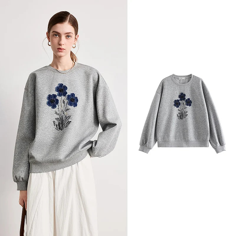 TOYOUTH Women Cotton Sweatshirt 2026 Spring New Knit Striped Turn-Down Collar Loose Unique Stylish Top