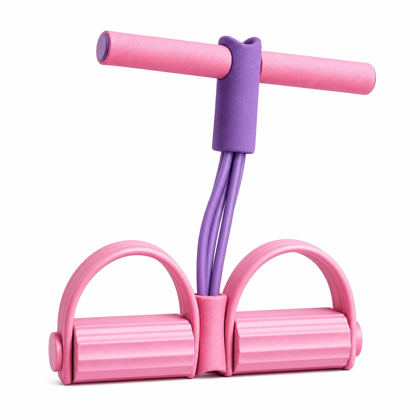 6-Tube Resistance Band Trainer Pink Sit Up Assistant Equipment Pedal Pull Rope Elastic Fitness Home Gym Leg Arm Waist Toning Exercise